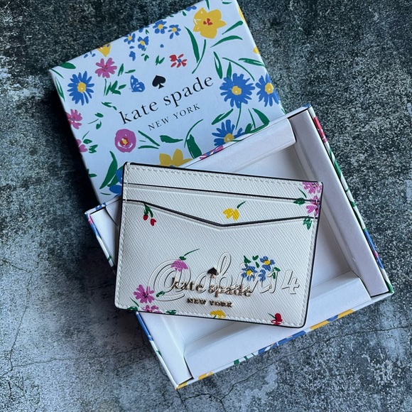 NWT Kate Spade Floral Print Leather Card Case In A Gift Box - Picture 6 of 6